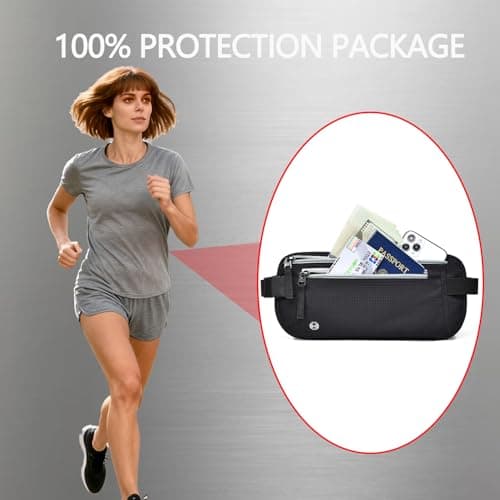 Money Belts for Travel Hidden Women Men with 2 Pockets RFID Blocking — view 5