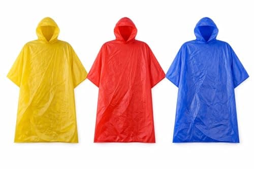 Lizzy® EVA Reusable Unisex Hooded Lightweight Raincoat for Festivals, Camping, Farming, Fishing (Blue & Red)