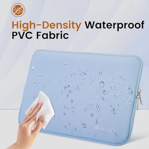 Aucase 13 13.3 14 inch Laptop Sleeve Leather Case, Water Resistant Puffy Protective Bag for Macbook Pro 14 Macbook Air 13 inch/HP/LENOVO/ACER/ASUS/DELL Chromebook Matebook 14 — view 2