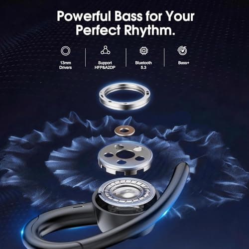 Sport Wireless Earbuds, 48H Bluetooth 5.3 Headphones with Earhooks, ENC Mic — view 3