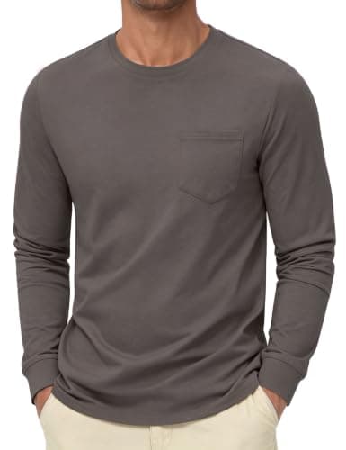 iClosam Mens Thermal T Shirts Long Sleeve Fleece Lined Crew Neck Pocket Tee