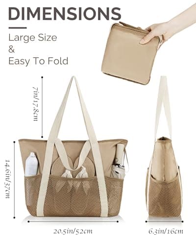 HOMESPON Beach Bag Large Waterproof Tote for Women with Zipper — view 4