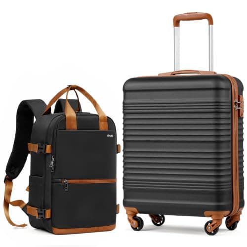 COOLIFE 55×40×20 Cabin Suitcase + 40x30x20cm Ryanair Cabin Bag EasyJet Set