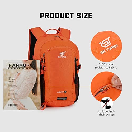 SKYSPER Small Hiking Backpack, 20L Lightweight Travel Backpacks Hiking Daypack Rucksack Women Men for Trekking Backpacking Outdoor Sports(Orange) — view 6