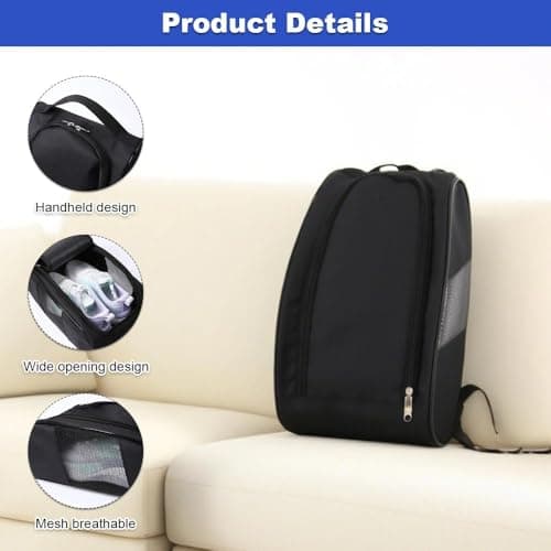 Golf Shoe Bags for Men Women, Waterproof Football Boot Bag with Shoe Towel — view 3