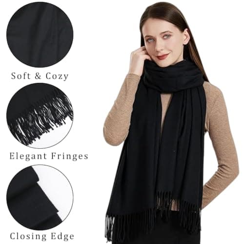 Ezranova Lightweight Soft Shawls and Wraps for Women, Black — view 6