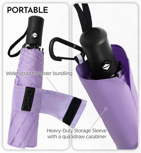LILAC Windproof Automatic Umbrella, Strong 7 Ribs Compact Travel Brolly — view 5