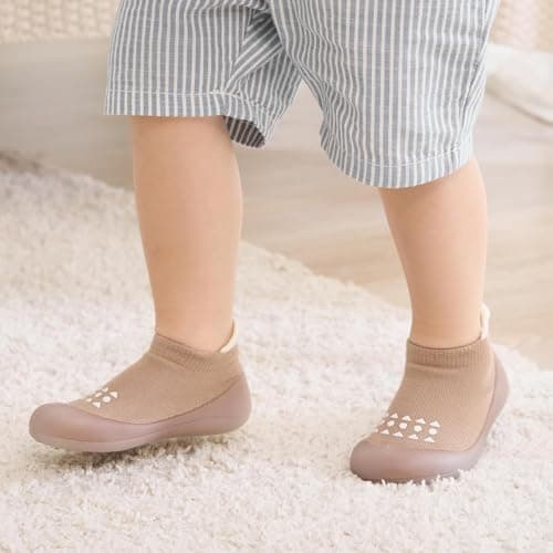 Bearbay Baby Walking Sock Shoes Infant Non-Slip Breathable Slippers with Soft Rubber Sole Baby Boys Girls Sneakers,22 — view 2