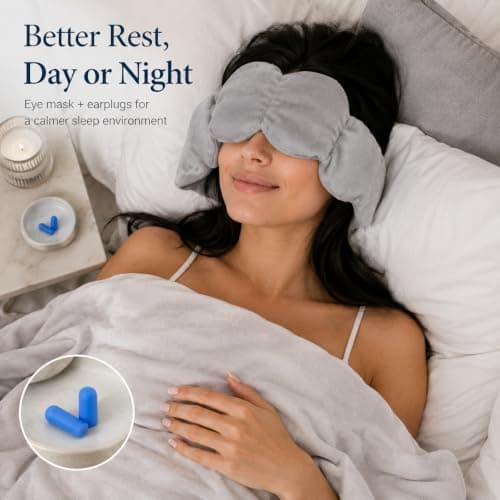 2 Pack Weighted Sleep Mask Blackout Eye Mask Weighted Eye Pillow with Soft Silicone Earplugs and Washable Cotton Cover with Double-Sided Use Soft Fabric for Skin — view 6