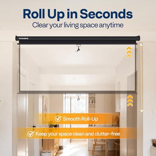 VIVOHOME 80Inch Projector Screen Pull Down Movie Screen with Auto Locking — view 2