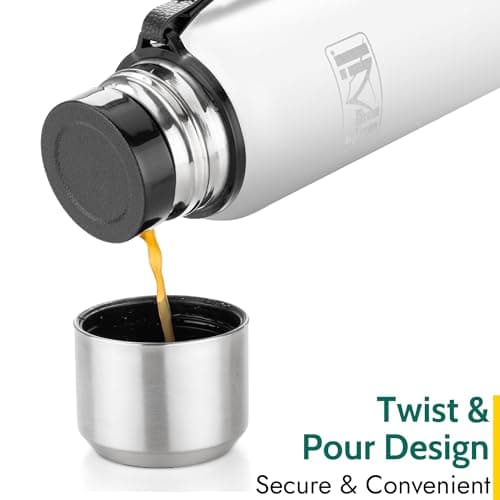 Trail Vacuum Flask with Strap, Camping & Travel, 600ml, White — view 3