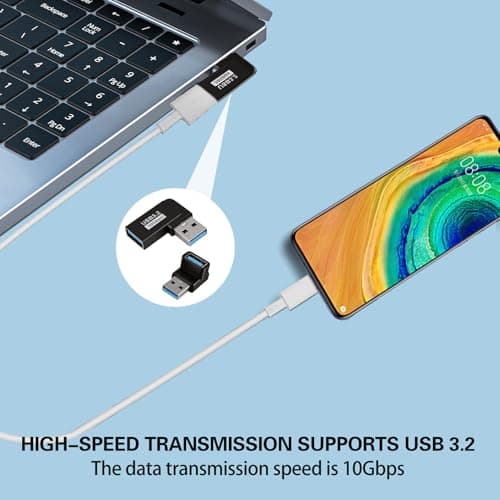 JXRSKJ 8pcs USB 3.0 90 Degree Angle Adapters with Side and Vertical Bend for PC Laptop Data Transmission — view 6