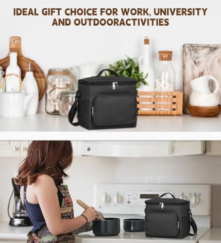 TIECHI 10L Insulated Lunch Bag, Large Leakproof Thermal Lunch Box Bag for Men/Women/Adults Cool Bag with Adjustable Shoulder for Work Beach Picnic Camping (Black) — view 4