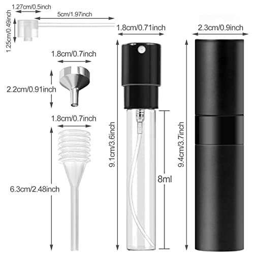 Redamancy Perfume Spray Bottle, 8ml Refillable Perfume Atomiser, Mini Portable Atomizer and Refill Pump for Outdoor Traveling, Vacation (Black) — view 2