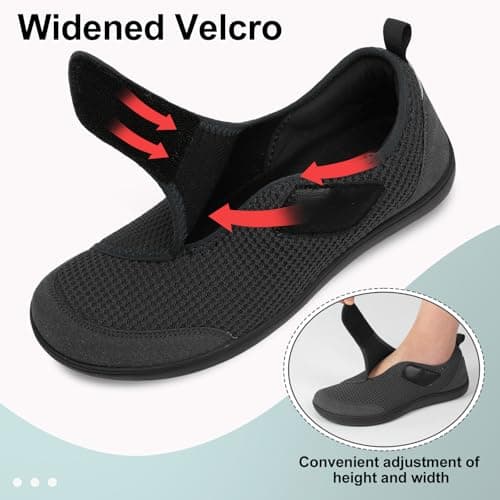 Mens Gym Barefoot Walking Trainers Wide Fit Zero Drop Breathable Adjustable Shoes Black Size 12 Wide — view 5