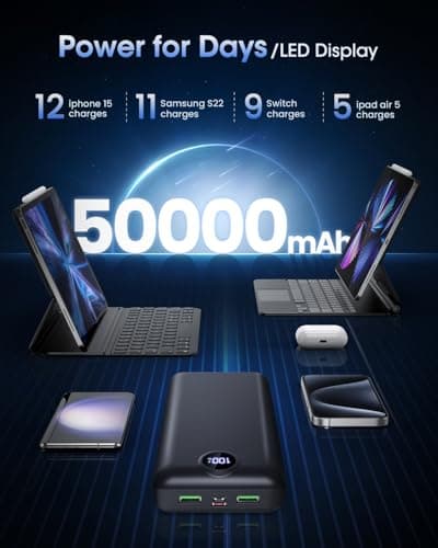 PDBEST Power Bank 50000mAh 22.5W Fast Charge 3-in-1 Cable Semi-Solid — view 5