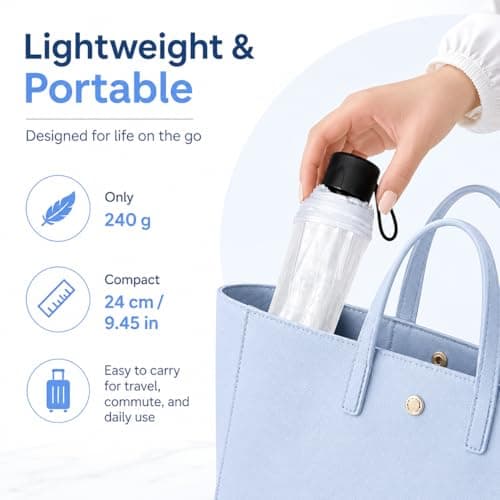 Clear Umbrella for Women – Manual Open/Close Foldable Compact Travel Umbrella with Frosted Handle | Transparent See-Through Dome | Ideal for Weddings, Bridal Events & Daily Use(1, Clear-White) — view 4