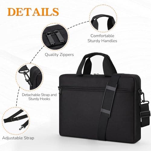 HEDUGO Laptop Bag Case 15.6 Inch Computer Sleeve Messenger Bag with Adjustable Shoulder Strap Briefcase Carry Case for Men Women to Work School Travel,Fit 14 to 16 Inch Laptops — view 3