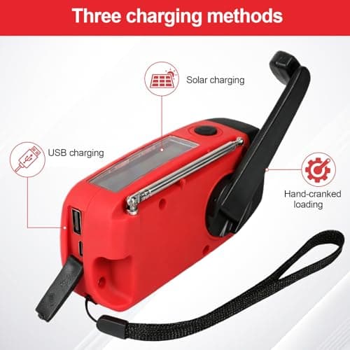 2000mAh Wind Up Solar Hand Crank Emergency Radio | AM/FM Weather Band Radio with LED Torch, SOS Alert & USB Phone Charger for Outdoor Camping Hiking (Yellow) — view 3