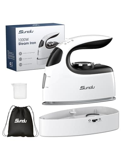 Sundu Mini Travel Iron with Steam,1000W Portable Steamer Samll Iron for Quilting & Sewing,300 Microsteam Holes,90ml water tank,lockable safety base