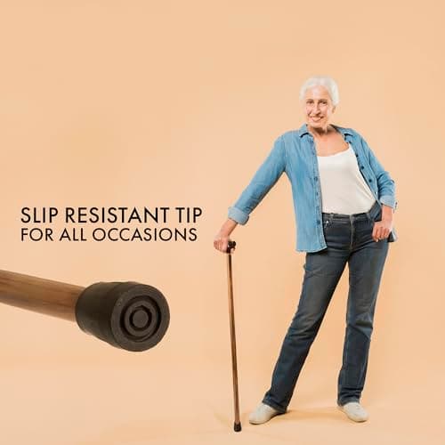 Woodland Wooden Derby Cane Lightweight Walking Stick for Men Women, L Brown — view 4