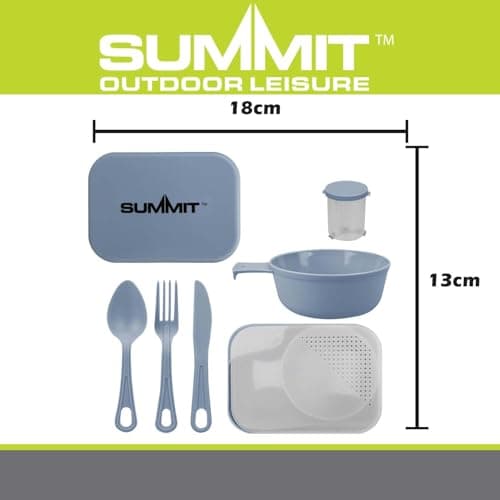 VFM e-Store - Summit Mess Set Cutlery, Chop Board, Spice Pot Bowl & Mug - Camping, Travel Holiday Accessories for Summer - 13cm X 18cm Blue X 1 — view 2