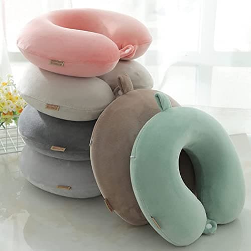 AOOPOO Comfort Memory Foam Travel Pillow Portable Head & Neck Support Cushion Neck Pillow Super Soft Flight Pillow for Camping Travelling Sleeping Resting in Car or Airplane (Purple) — view 3