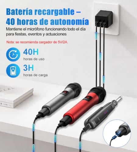 Aveek Wireless Microphone, 80m Range,40 Hours Battery, Red & Black,2 Pack — view 3