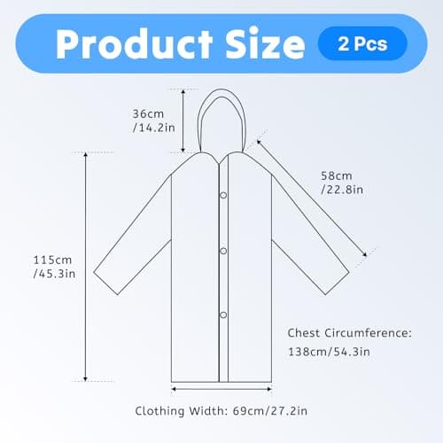 AropaeenGlowry Waterproof Rain Poncho for Adults, 2 Pack Reusable Raincoat with Hood & Sleeves, Portable Emergency Poncho for Camping, Hiking, Travel, Outdoor Events (Purple) — view 2