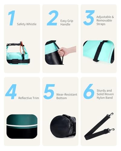 ECOHUB Waterproof Dry Bag for Women Men, 5L Roll Top Lightweight Dry Storage Bag Backpack for Kayaking Boating Swimming Canoeing Fishing with Waterproof Phone Case, Mint Green — view 5