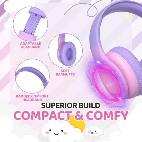 JoySpark Kids Headphones for School Toddler, 3.5mm Jack, Gradient Pink — view 3