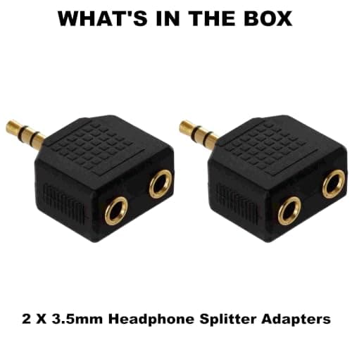 CableStop Twin Pack 3.5mm Stereo Splitter Adapter, Gold - 2 Way Headphone Jack Y Splitter for Phones, Tablets, Laptops, Speakers — view 6
