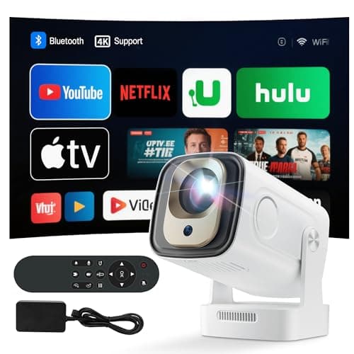 Mini Projector 4K Portable 16000L 1080P HD WiFi/BT5.4 Projector for Bedroom Smart Projectors for Home Cinema Movie Certified & Electric Focus