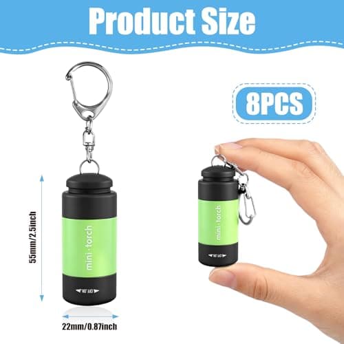flintronic 8 Pack Mini Keyring Torch, Rechargeable USB Mini Flashlight, Portable Pocket Torch Small Bright for Outdoor Camping Hiking and Emergency Lighting, 8 Colors — view 2