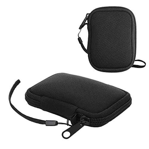 kwmobile Neopren Earphone Case for Earbuds - Small Hearing Aid case with inner mesh pouch - Zipper Storage Bag Pouch for Headphones Earbuds - Black — view 5