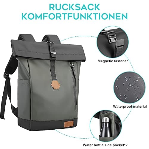 BanGe carry on Backpack fit 15.6 Inch Laptop Backpack Waterproof for Men and Women travel Backpack Cabin Size for Airplanes (green), 44x30x28 CM — view 4
