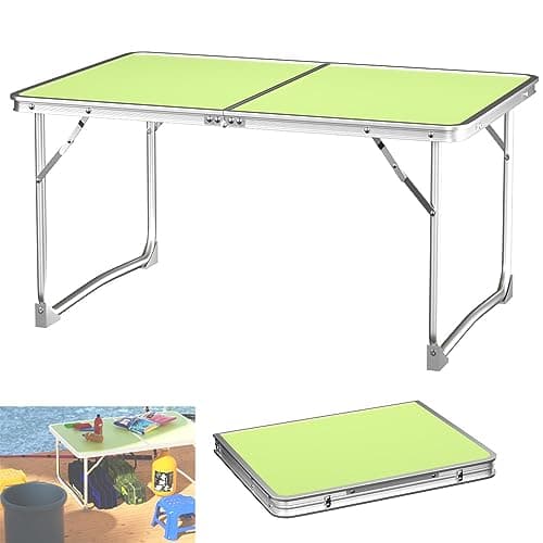 Folding Table Lightweight Extra Strength Camping Buffet Trestle for Indoor Outdoor, Aluminum Tube & MDF Foldaway, Aluminium Folding Table for Wedding Market Garden Party Picnic