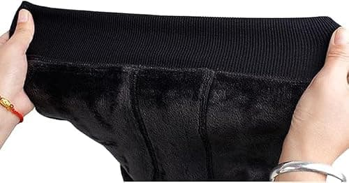 Fioeyr Women Ladies Thermal Winter Thick Velvet Stretchy Fleece Lined Leggings Pant Elastic High Waisted Tight Black — view 6