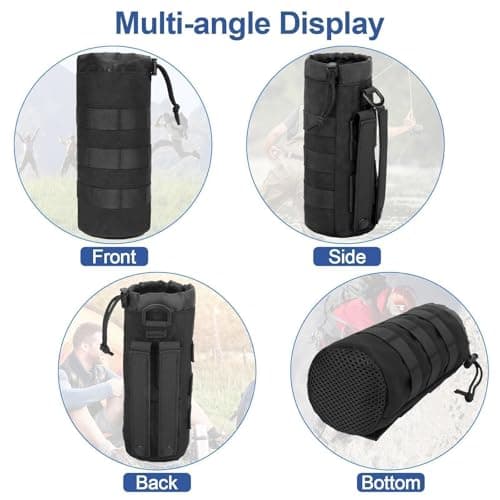 EEEKit Molle Bottle Pouch, 2PCS Tactical Water Bottle Holder with 2 D-Ring, Military Hydration Carrier Bag for Hiking Camping Backpack — view 5