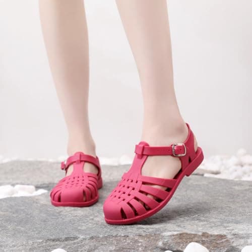 Hixingo Jelly Sandals Women Wide Fit (2043-1 Hot Pink,8) — view 3
