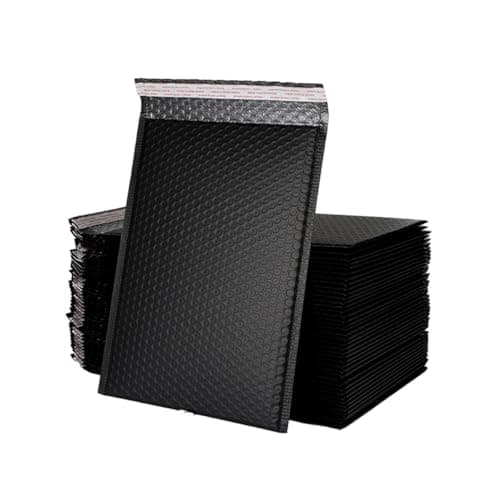 RUNROTOO Pouches Waterproof Packing Pouches 25pcs Pvc Black Shockproof Packaging with Design for Mailing Books and Office Use