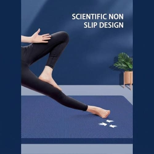 Kingdom Fitness 15mm 20mm Extra Thick Yoga Mat Set | NBR Non-Slip Exercise Mat, Carry Bag, Strap & Resistance Band (Navy, 20mm) — view 4