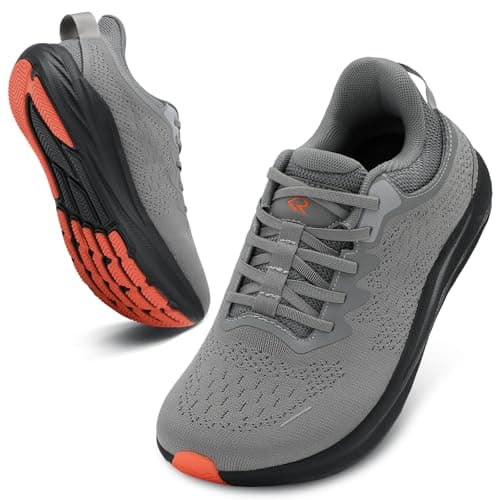 JOINFREE Men’s Slip-On Walking Shoes Wide Fit Lightweight Cushioned Non Slip Shoes Breathable Mesh Comfortable Athletic Trainers for Gym, Running & Everyday Use Dark Grey Size 10