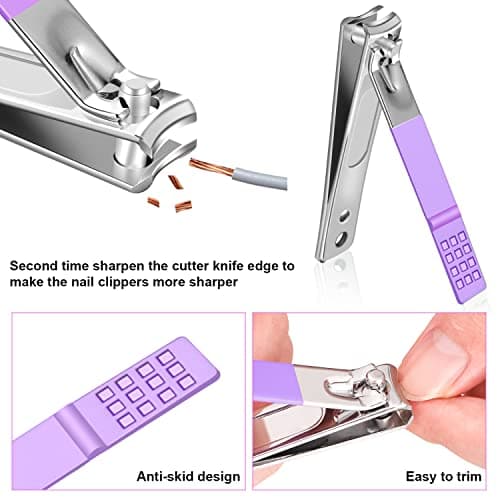 Manicure Set 10pcs Professional Nail Clippers Kit, Purple — view 4