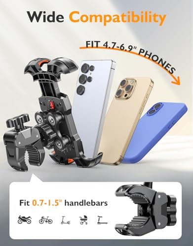 Rolgno Bike Phone Holder, [Vibration Damper] Motorbike Phone Holder — view 6