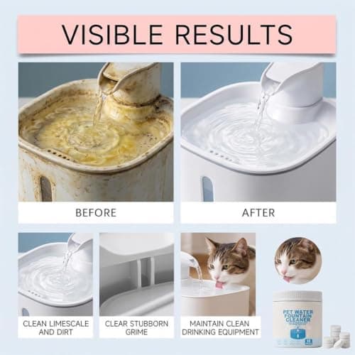 Pet Water Fountain Cleaner Tablets 10 Count Effervescent Tabs Remove Limescale Mineral Buildup Safe for Stainless Steel Plastic Cat Dog Drinking Water Dispenser — view 6