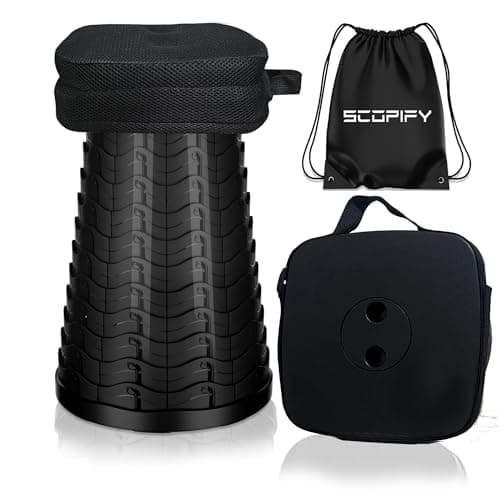 SCOPIFY Portable Folding Stool, Telescopic Stool with Cushion & Carry Bag