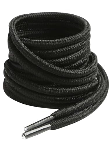 VSUDO 150 cm Round Black Boot Laces, Black Shoe Laces for Trainers, 1 Pair