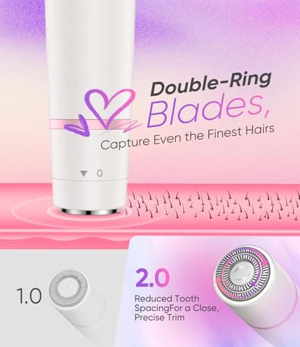 Facial Hair Remover for Women,4-in-1 Bikini Trimmer Women,USB C Mini Lady Shavers with 4-Level Battery Indicator (25%, 50%, 75%, 100%) Eyebrow Razor,Nose Trimmer,for Face Nose/Ear Body,Easy to Clean — view 5