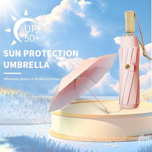 Dlin Travel Sun Umbrella for Purse with Case,Compact UV Umbrella Protection,Folding Lightweight Portable Parasol Umbrella for Men and Women — view 2
